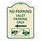 Signmission No Parking Valet Parking Only Heavy-Gauge Aluminum Architectural Sign, 24" x 18", TG-1824-23645 A-DES-TG-1824-23645 - alternate 1